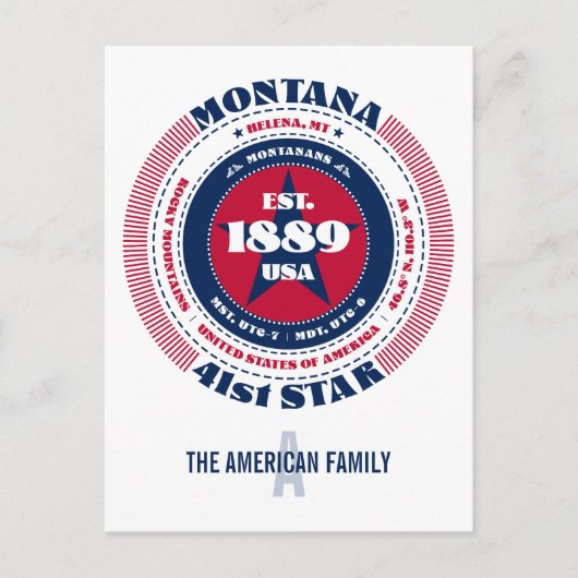Montana, Helena, MT, Patriottisch, Monogram Briefkaart (Voorkant)