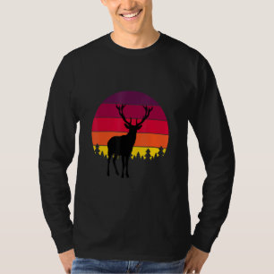 Montana Hertenjager Zonsondergang Vintage Retro J T-shirt