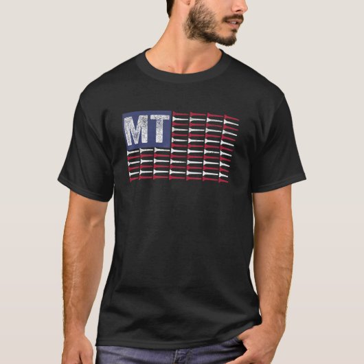 Montana Home State Mt American Flag Patriotic Golf T-shirt (Voorkant)