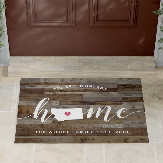 Montana Home State Personalized Wood Kijk uit Deurmat