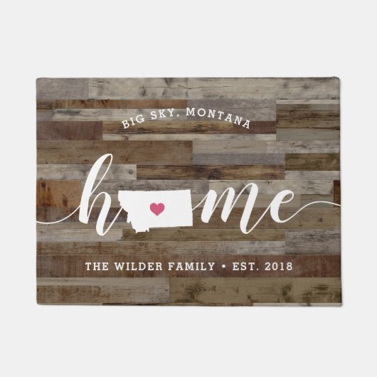 Montana Home State Personalized Wood Kijk uit Deurmat (Voorkant)