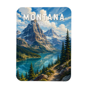 Montana Illustratie Reis Kunst Vintage Magneet