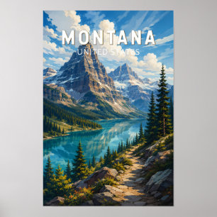 Montana Illustratie Reis Kunst Vintage Poster