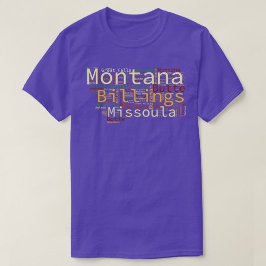 Montana-kaart en steden t-shirt (Design voorkant)