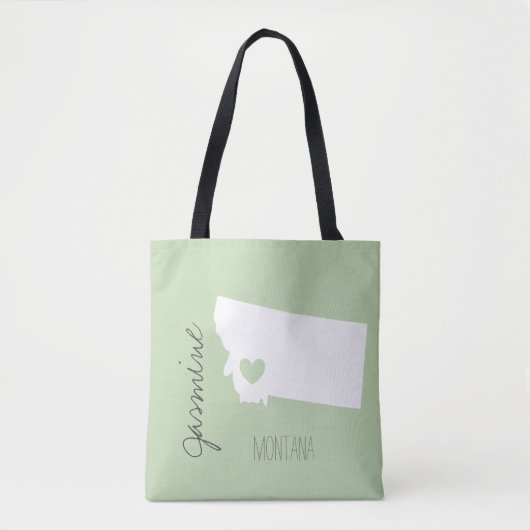 Montana kaart met hart gepersonaliseerde naam tote bag (Voorkant)