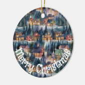 Montana Kerst op Midnight Street Waterverf Keramisch Ornament (Links)