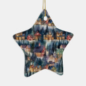 Montana Kerst op Midnight Street Waterverf Keramisch Ornament (Rechts)