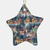 Montana Kerst op Midnight Street Waterverf Keramisch Ornament (Links)