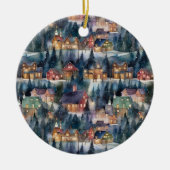 Montana Kerst op Midnight Street Waterverf Keramisch Ornament (Voorkant)