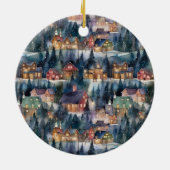 Montana Kerst op Midnight Street Waterverf Keramisch Ornament (Achterkant)