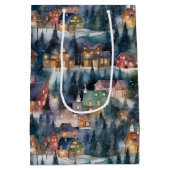 Montana Kerst op Midnight Street Waterverf Medium Cadeauzakje (Achterkant)
