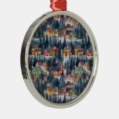 Montana Kerst op Midnight Street Waterverf Metalen Ornament (Rechts)