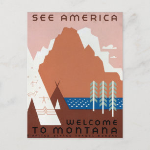 Montana Landscape Art  foto's Oud Esthetisch Briefkaart