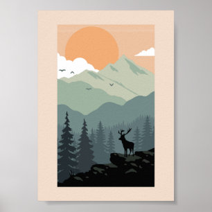 Montana Landscape Art  foto's Oud Esthetisch Poster