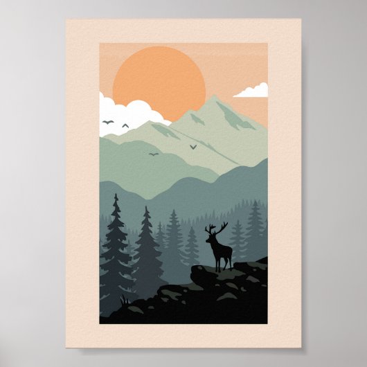 Montana Landscape Art  foto's Oud Esthetisch Poster (Voorkant)