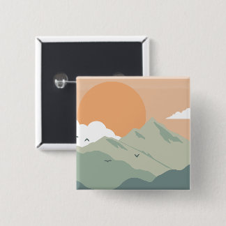 Montana Landscape Art foto's Oud Esthetisch Vierkante Button 5,1 Cm
