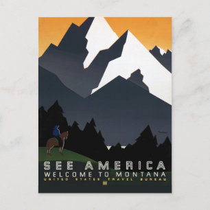 Montana Landscape Art Onbewerkte  foto's Oud Briefkaart