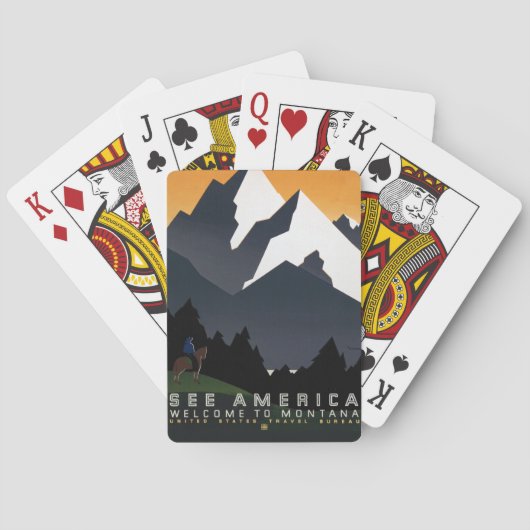 Montana Landscape Art Onbewerkte  foto's Oud Pokerkaarten (Achterkant)