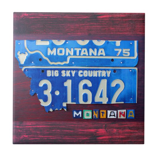 Montana Licence Bord Map Ceramic Tile Tegeltje (Voorkant)