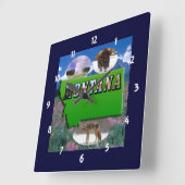 Montana Map, Picture Text and Sites Clock Vierkante Klok (Hoek)