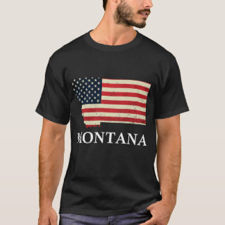 Montana Map State American Flag 4 juli Pride T-shirt