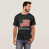 Montana Map State American Flag 4 juli Pride T-shirt (Voorkant volledig)