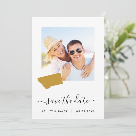Montana Map Wedding Save the Date Kaart (Staand voorkant)