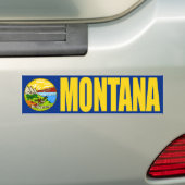 Montana met vlag van een staat bumpersticker (Op auto)