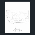 Montana Minimal Street Map Poster<br><div class="desc">Montana Minimal Street Map</div>
