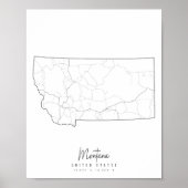 Montana Minimal Street Map Poster (Voorkant)