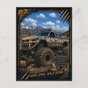 Montana Monster Truck Off-Road Kunst Briefkaart