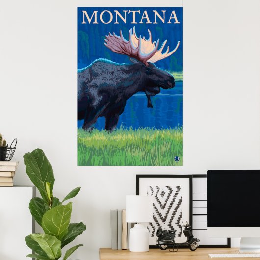 Montana - Moose Poster (Thuiskantoor)