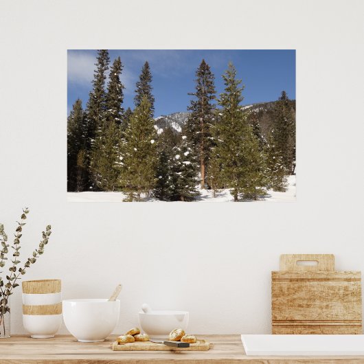 Montana Mountain Trails in Winter Landscape Foto Poster (Keuken)