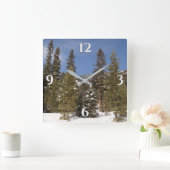 Montana Mountain Trails in Winter Landscape Foto Vierkante Klok (Huis)