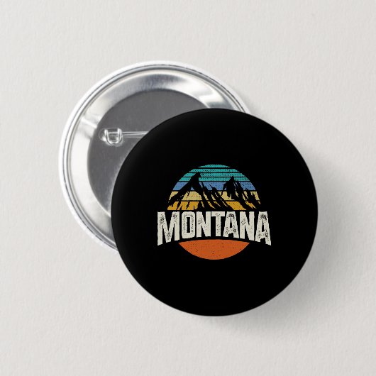 Montana Mountains Retro Design Hiking Mt Ronde Button 5,7 Cm (Voorkant /achterkant)