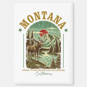 Montana Natuur Scene - Wildlife, Bergen, River Magneet