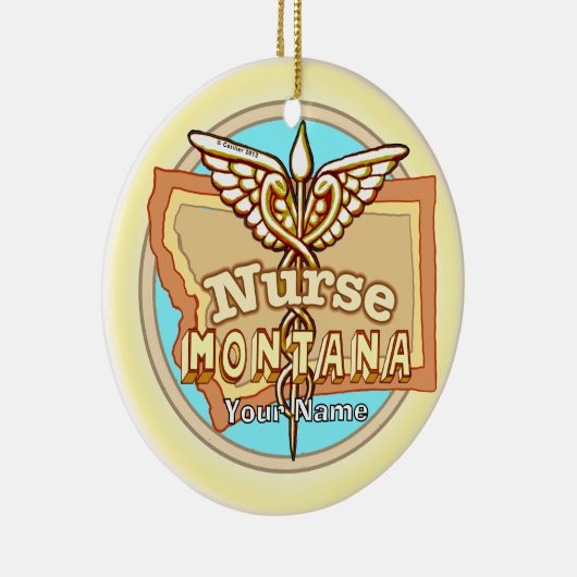 Montana Nurse Caduceus  Keramisch Ornament (Rechts)