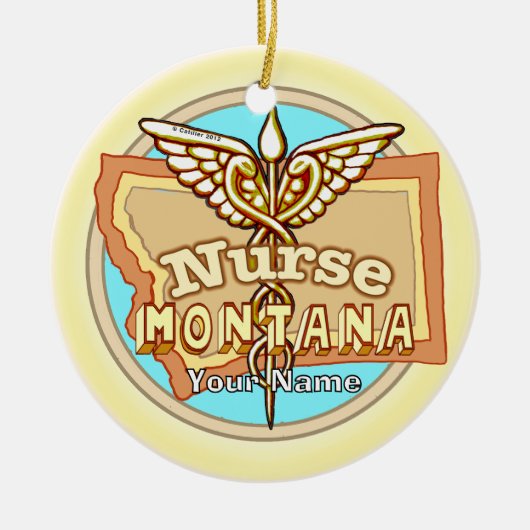 Montana Nurse Caduceus  Keramisch Ornament (Voorkant)