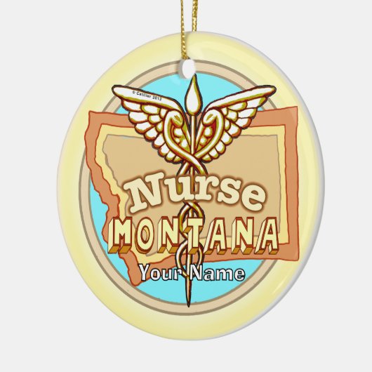 Montana Nurse Caduceus  Keramisch Ornament (Links)