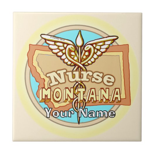 Montana Nurse Caduceus Tile Tegeltje (Voorkant)