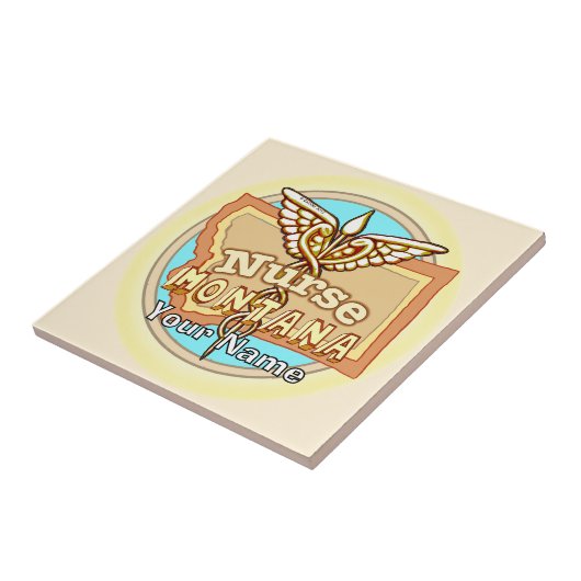 Montana Nurse Caduceus Tile Tegeltje (Zijkant)