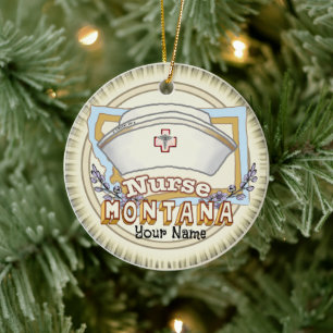 Montana Nurse Keramisch Ornament