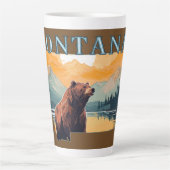 Montana Outline Beer Mountains Latte Mok (Voorkant)
