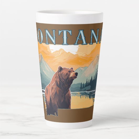Montana Outline Beer Mountains Latte Mok (Voorkant)