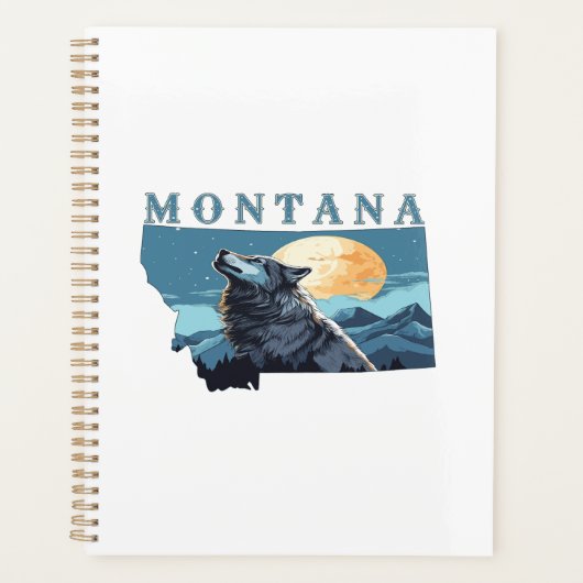 Montana Outline Wolf en Maan Planner (Voorkant)
