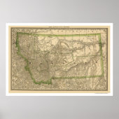 Montana Railroad Map 1881 Poster (Voorkant)