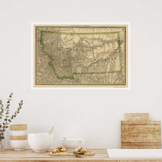 Montana Railroad Map 1881 Poster (Keuken)