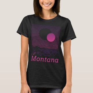 Montana Retro Mountain Grid 80s 90s Aesthe T-shirt