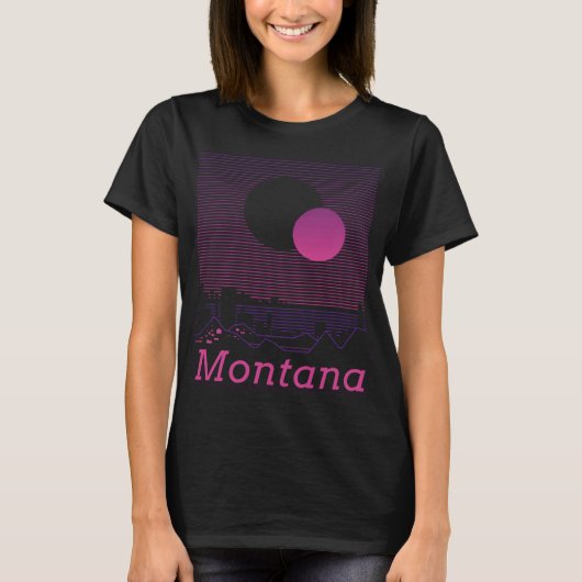 Montana Retro Mountain Grid 80s 90s Aesthe T-shirt (Voorkant)