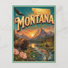 Montana Retro Reis Souvenir Prentbriefkaart Briefkaart